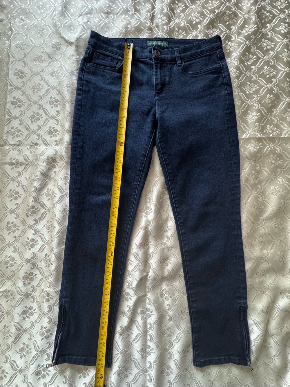 LRL Ralph Lauren Dark Wash Cropped Zip Ankle Jeans Size 8 - Picture 7 of 8